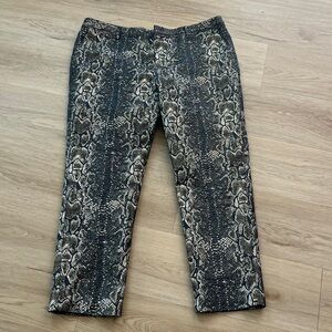 Worthington Womens Size 16 Metallic Snake Print Pants -Lined